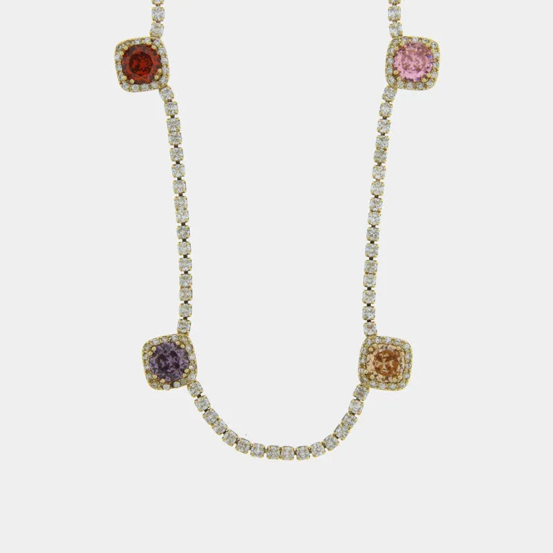 Collana in Metallo Cristalli Colorati
