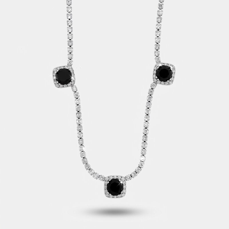 Collana in Metallo Cristalli Neri - BYSIMON gioielli