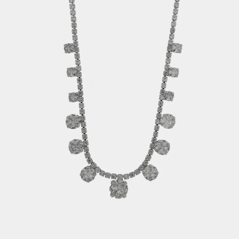 Collana in Metallo Cristalli Bianchi