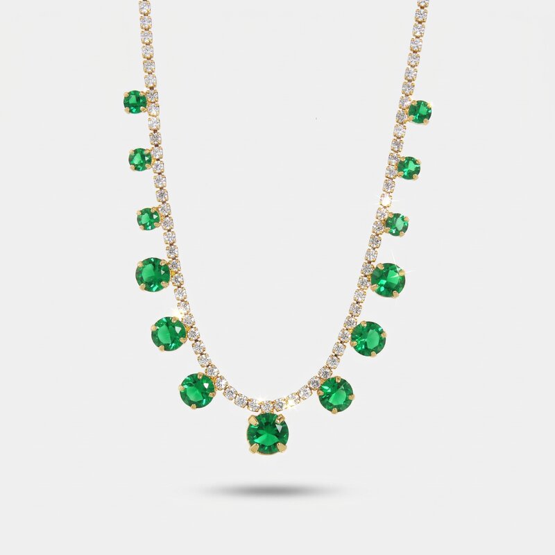 Collana in Metallo Cristalli Verdi - BYSIMON gioielli