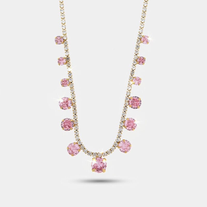 Collana in Metallo Cristalli Rosa - BYSIMON gioielli