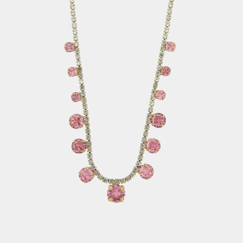 Collana in Metallo Cristalli Rosa