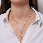 Collana in Metallo Girocollo Y Cristalli Bianchi