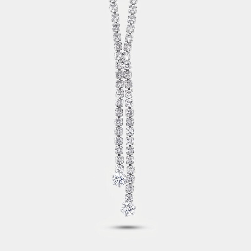 Collana in Metallo Girocollo Y Cristalli Bianchi - BYSIMON gioielli