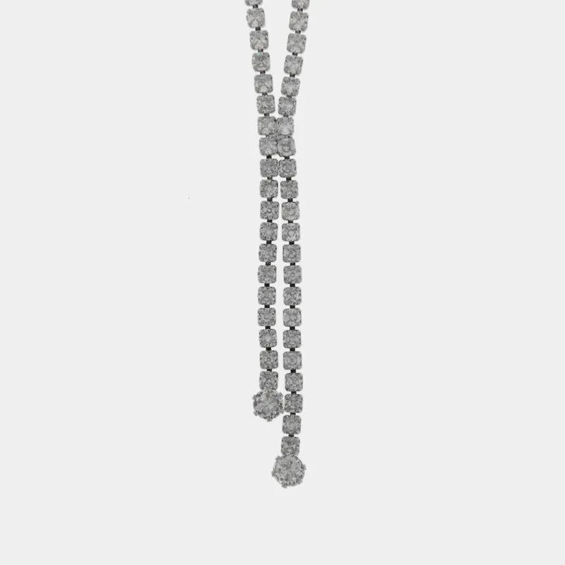 Collana in Metallo Girocollo Y Cristalli Bianchi