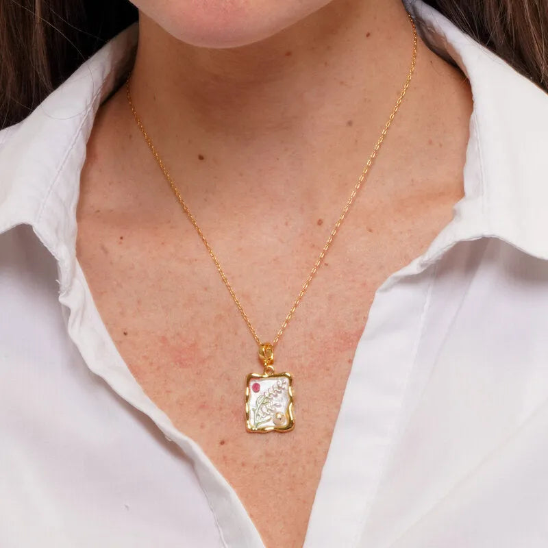 Collana in Metallo con Ciondolo rettangolare dipinto AMOVENEZIA - gioiello BySimon