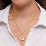 Collana in Metallo con Ciondolo tondo inciso fiore dorato AMOVENEZIA - gioiello BySimon