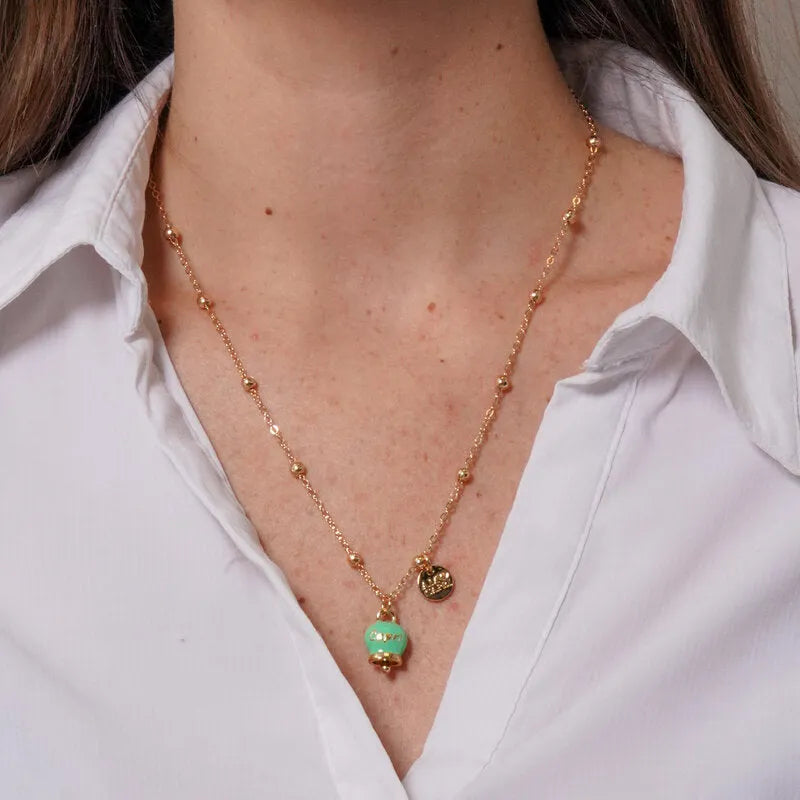 Collana in Metallo con campanella portafortuna verde menta CAPRI - gioiello BySimon