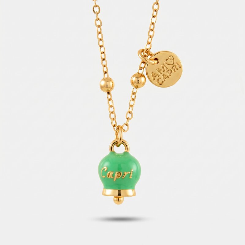 Collana in Metallo con campanella portafortuna verde menta CAPRI - gioiello BySimon