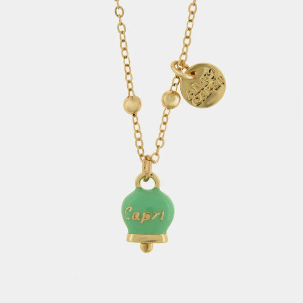 Collana in Metallo con campanella portafortuna verde menta CAPRI - gioiello BySimon