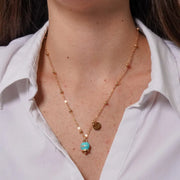 Collana in Metallo con campanella portafortuna turchese