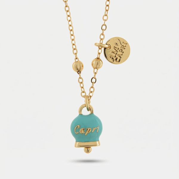 Collana in Metallo con campanella portafortuna turchese - BYSIMON gioielli