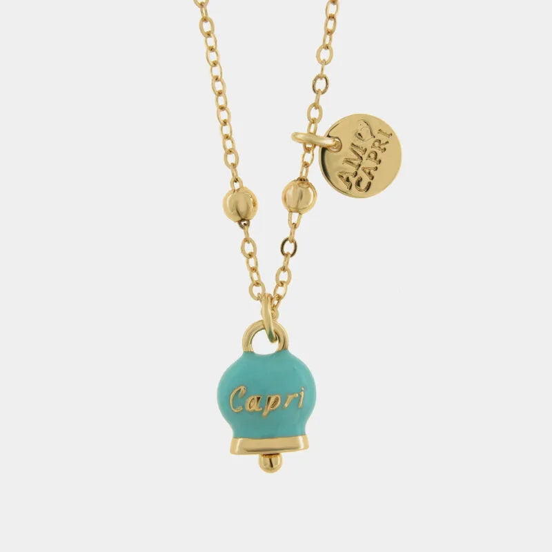 Collana in Metallo con campanella portafortuna turchese