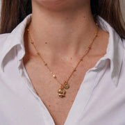 Collana in Metallo con campanella portafortuna dorata e cristalli
