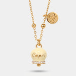 Collana in Metallo con campanella portafortuna crema e cristalli - BYSIMON gioielli