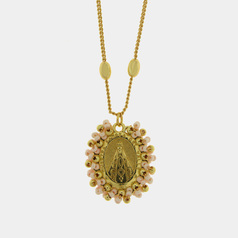 Collana in Metallo con Pendente ovale Madonna dorato gioiello oro