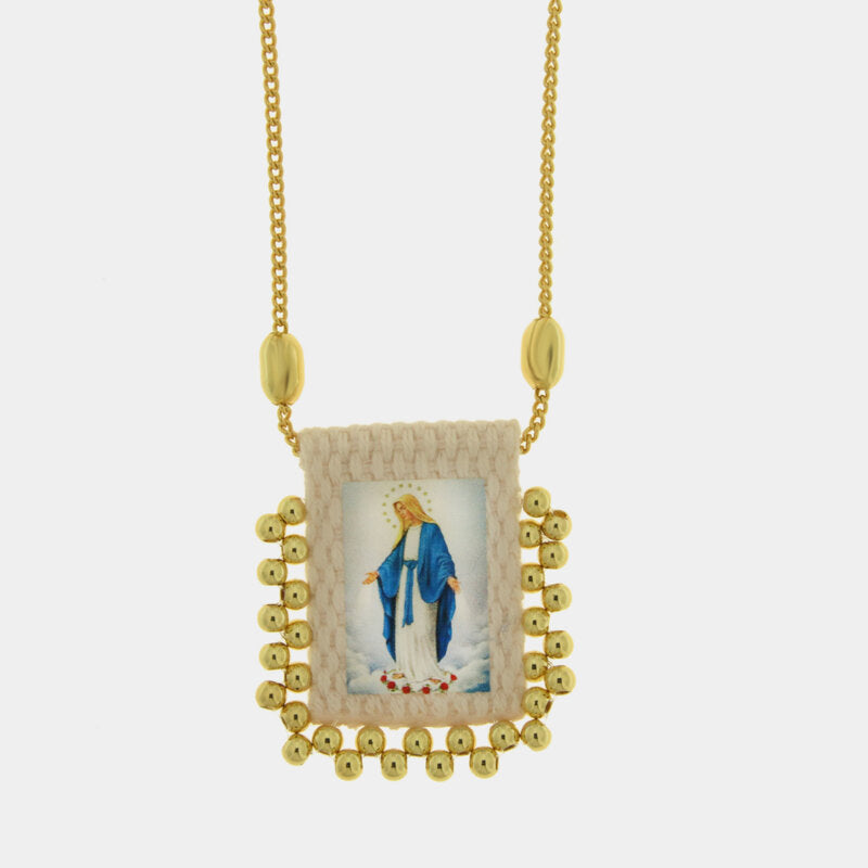 Collana in Metallo con Pendente Madonna Miracolosa