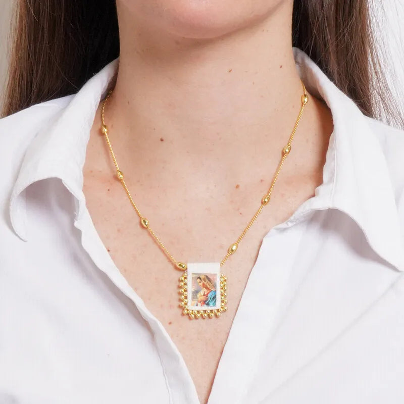 Collana in Metallo con Pendente Madonna