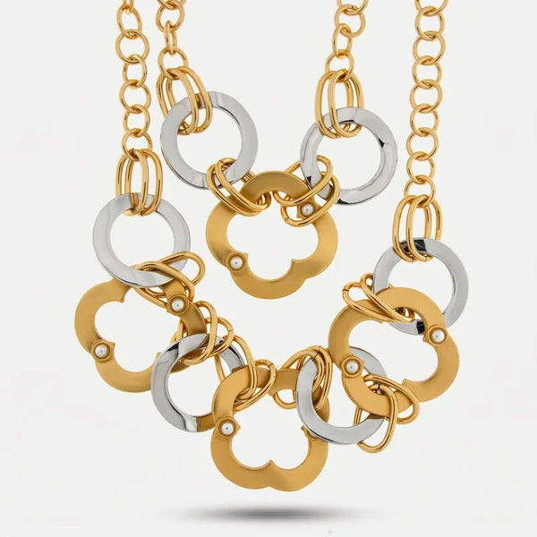 Collana in Metallo quadrifoglio doppio colore