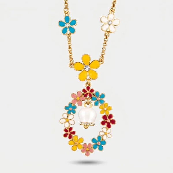 Collana in Metallo fiori colorati e campanella Capri