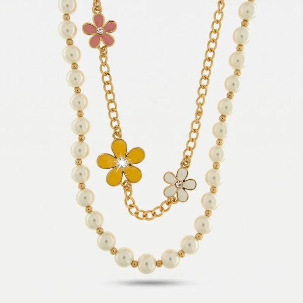 Collana in Metallo fiori perline e campanella Capri