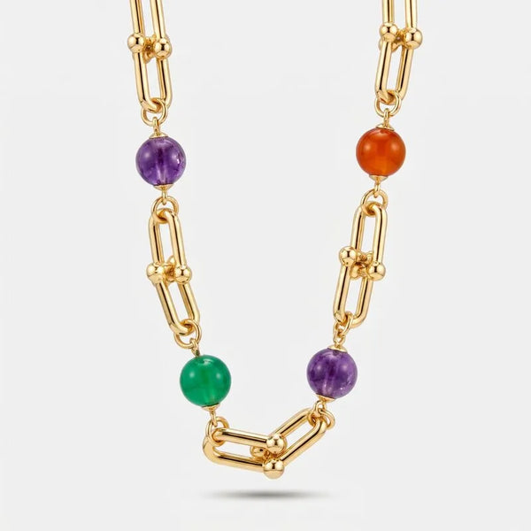 Collana in Metallo catena con sfere colorate