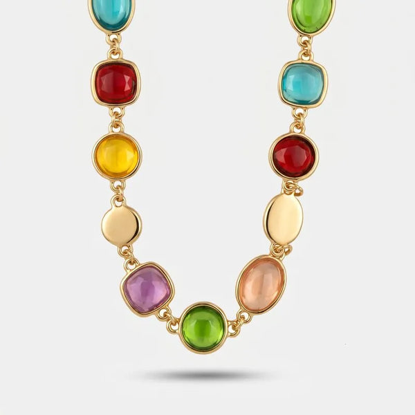 Collana in Metallo lunga con cristalli colorati