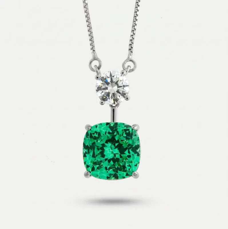Collana in Metallo doppio zircone verde acqua