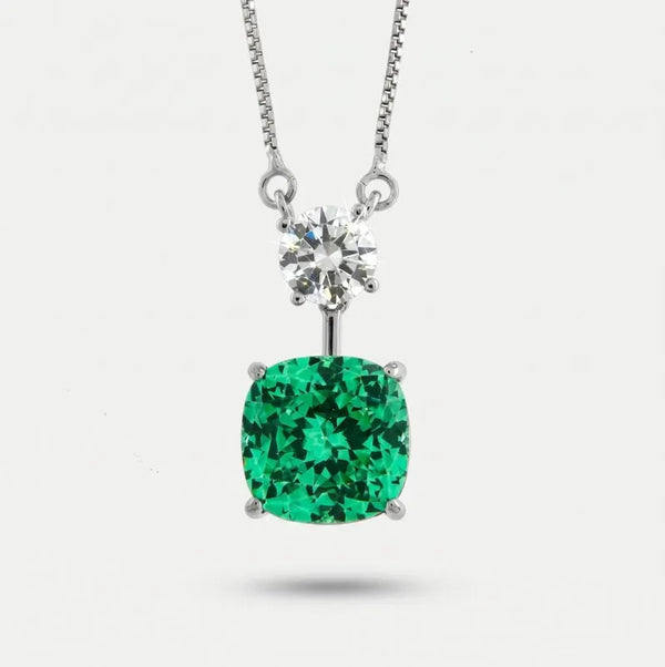 Collana in Metallo doppio zircone verde acqua