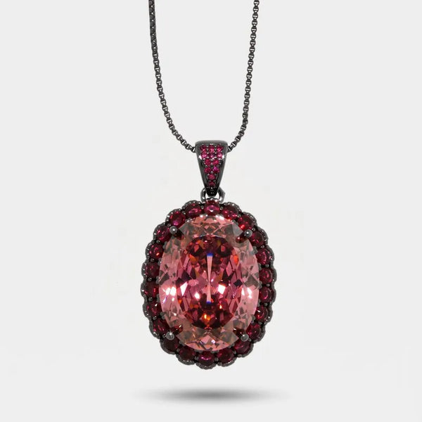 Collana in Metallo brunito zircone ovale rosa