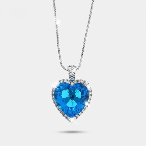 Collana in Metallo zircone a cuore azzurro