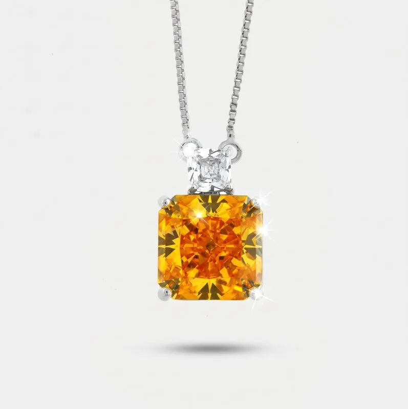 Collana in Metallo con zircone centrale giallo