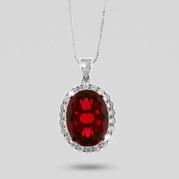 Collana in Metallo con zircone ovale rosso