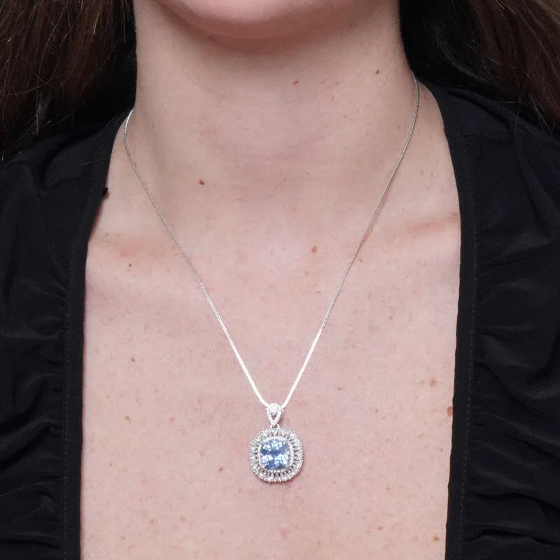 Collana in Metallo zircone quadrato blu ghiaccio