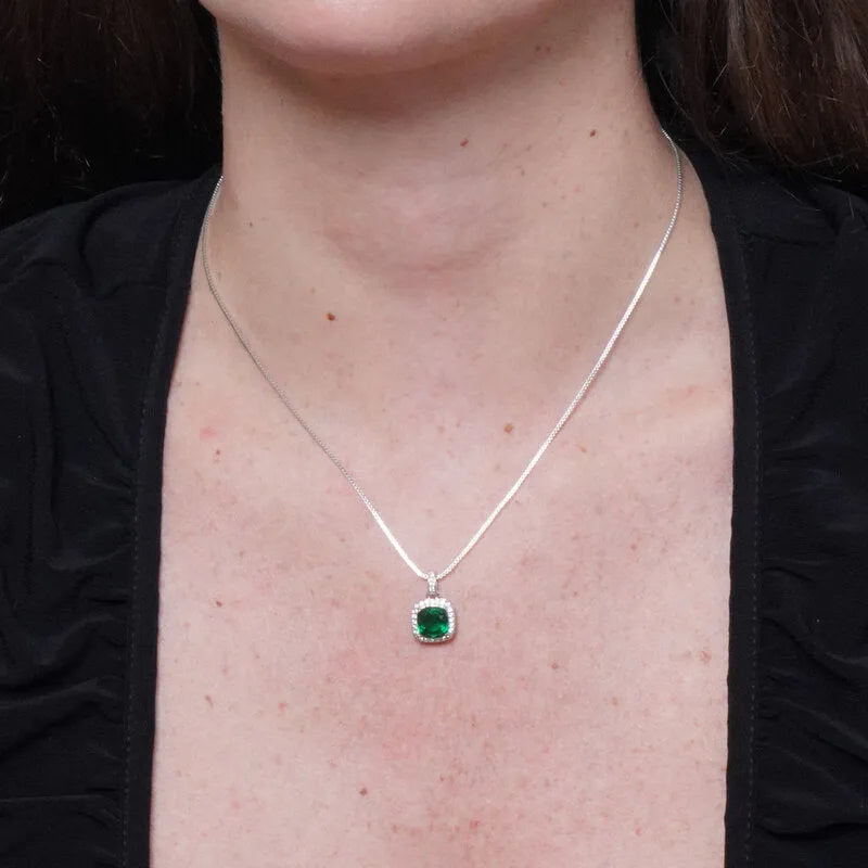Collana in Metallo con zircone centrale verde