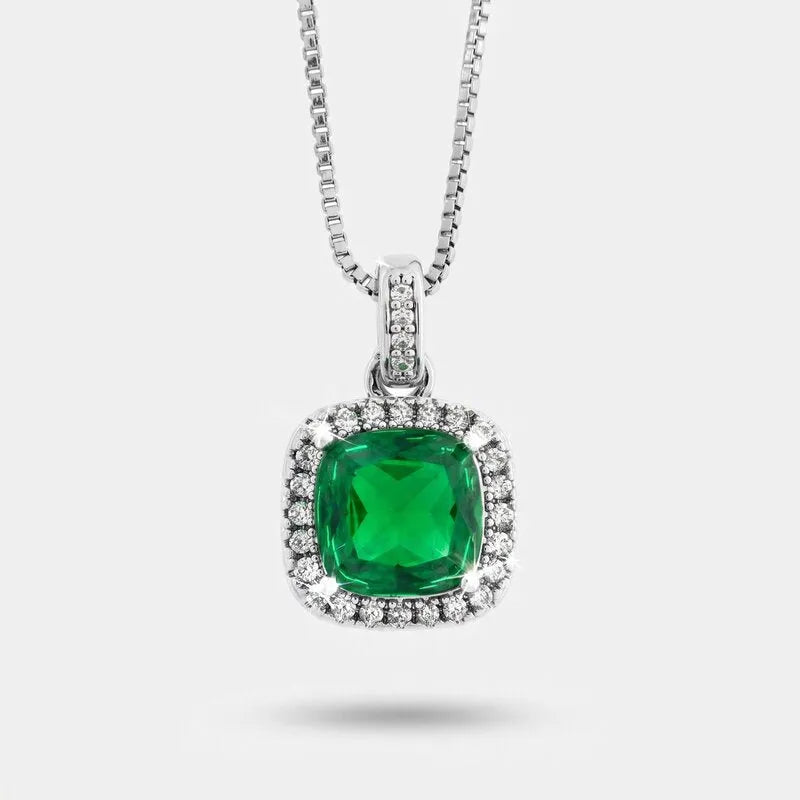 Collana in Metallo con zircone centrale verde - BYSIMON gioielli