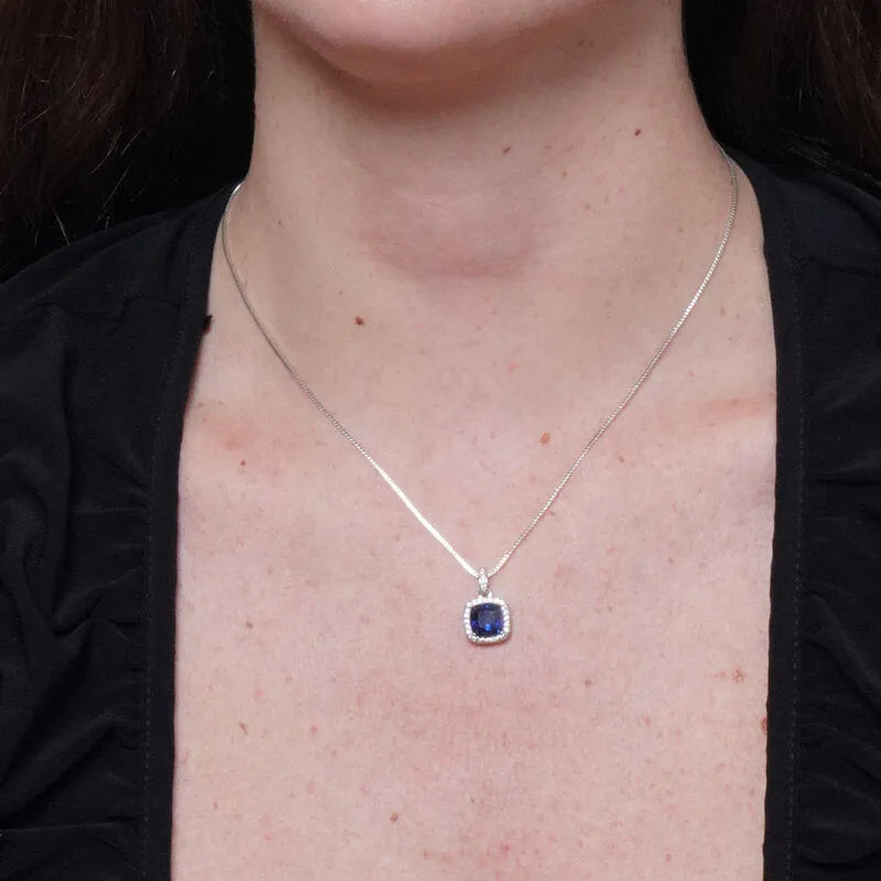 Collana in Metallo con zircone centrale blu
