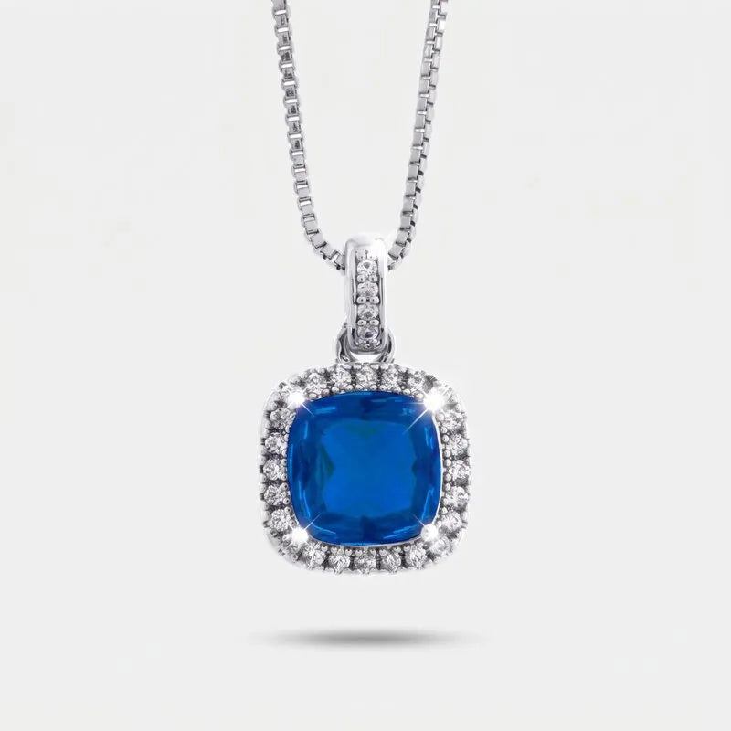 Collana in Metallo con zircone centrale blu - BYSIMON gioielli