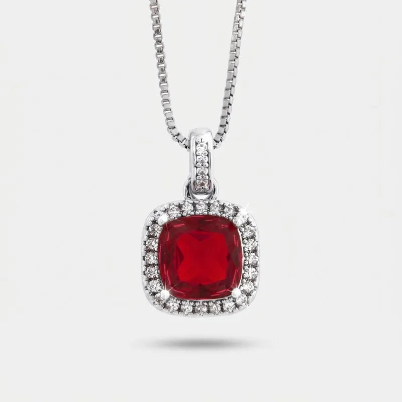 Collana in Metallo con zircone centrale rosso - BYSIMON gioielli