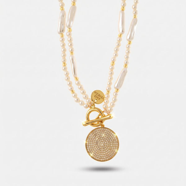 Collana in Metallo con perline pendente tondo - BYSIMON gioielli
