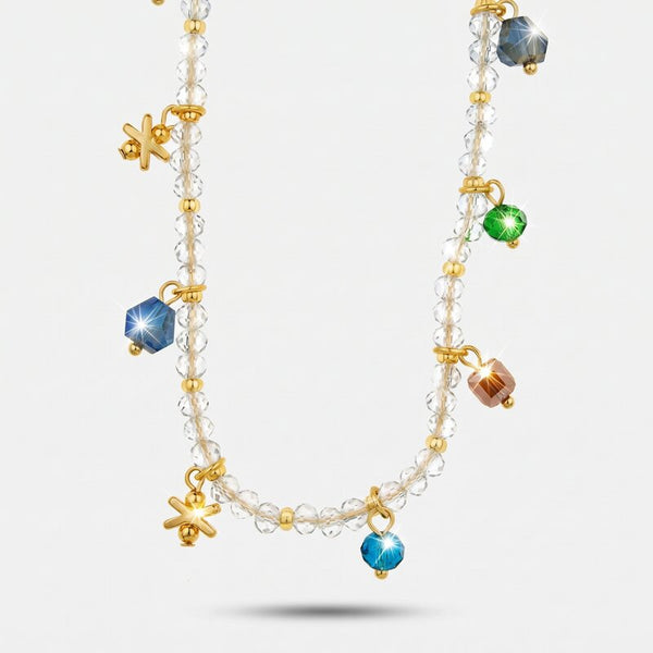 Collana in Metallo lunga con cristalli colorati - BYSIMON gioielli