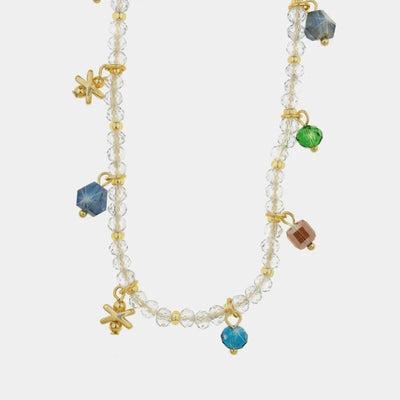 Collana in Metallo lunga con cristalli colorati