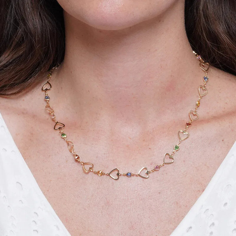 Collana in Metallo pendenti con cuori forati