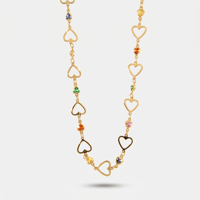 Collana in Metallo pendenti con cuori forati - BYSIMON gioielli