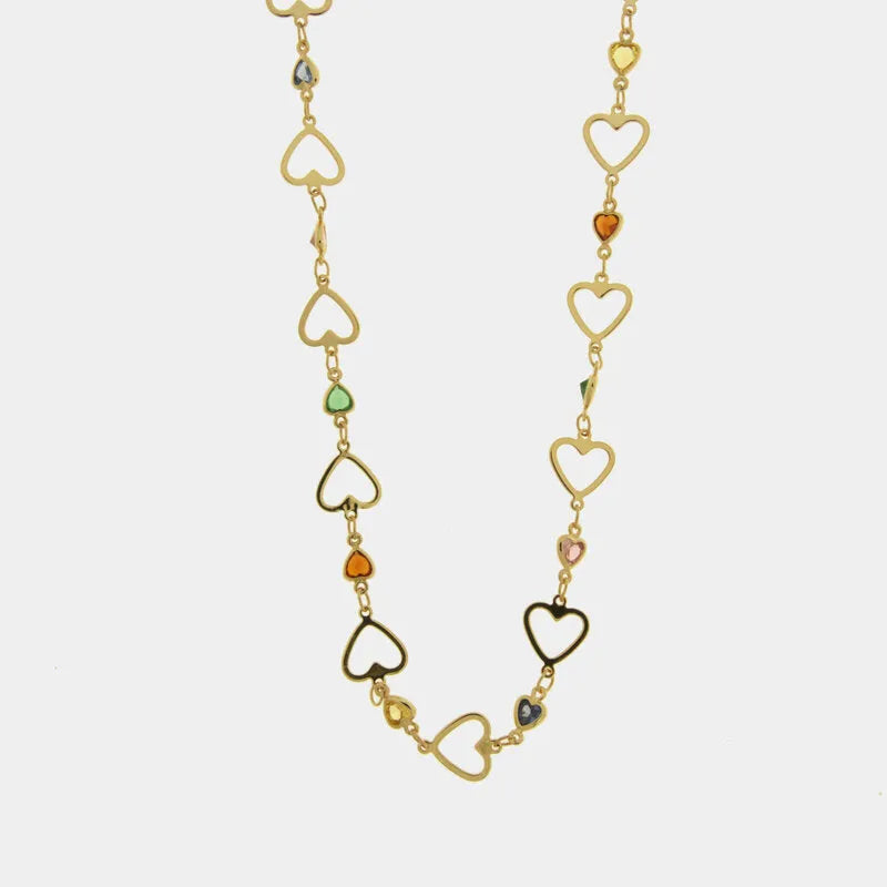 Collana in Metallo pendenti con cuori forati