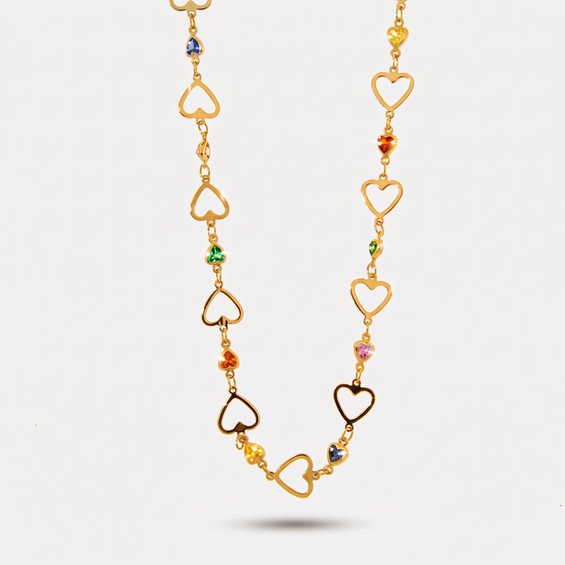 Collana in Metallo pendenti con cuori forati - BYSIMON gioielli