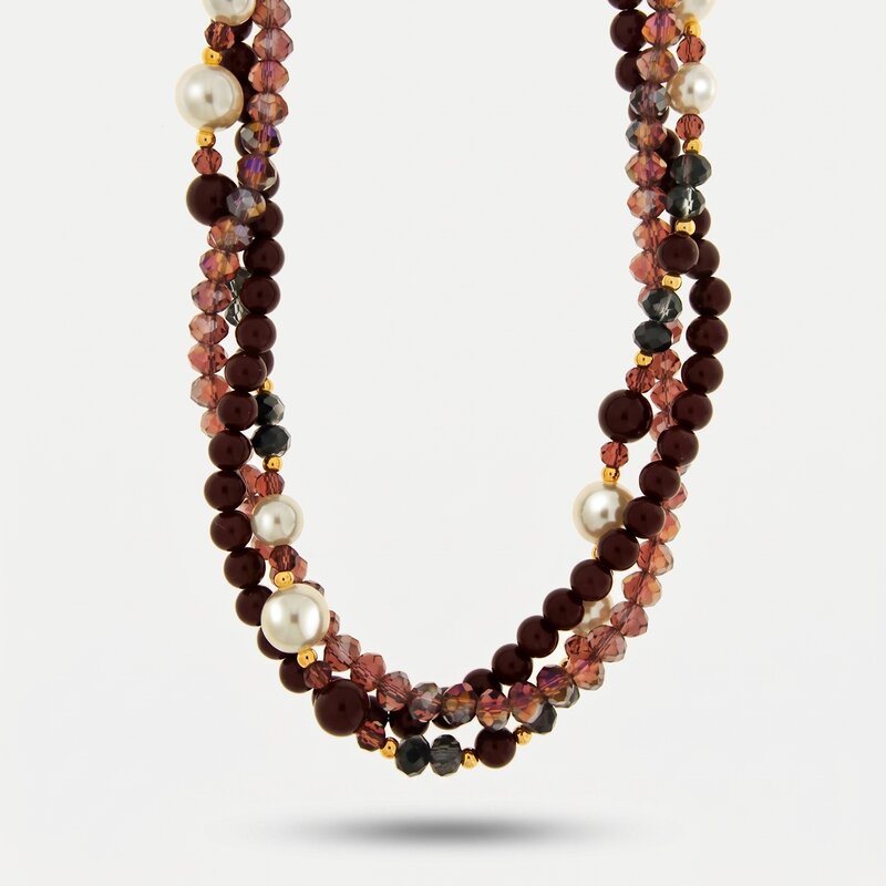 Collana in Metallo cristalli colorati bordeaux - BYSIMON gioielli