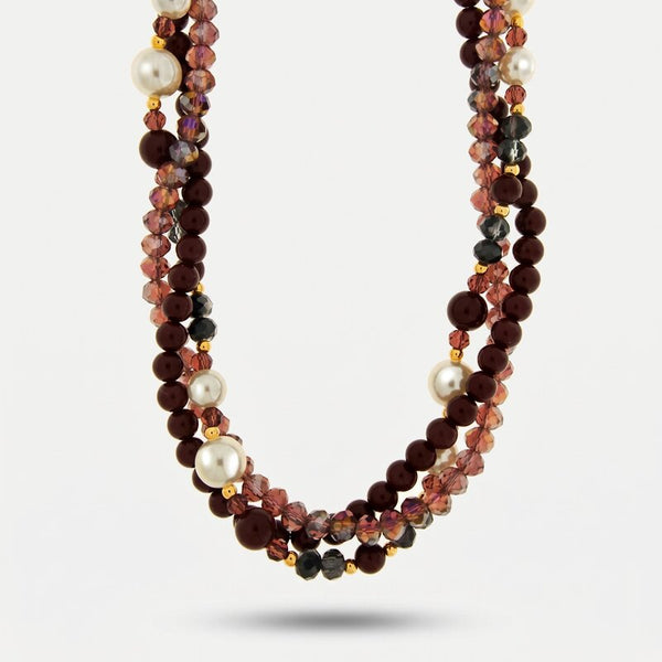 Collana in Metallo cristalli colorati bordeaux - BYSIMON gioielli