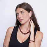 Set coordinato - Collana in Metallo cristalli colorati bordeaux