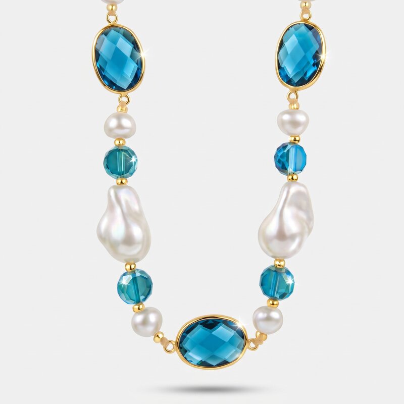 Collana in Metallo pendenti con cristallo turchese - BYSIMON gioielli